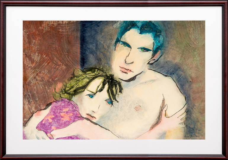 Original Expressionism Love Painting by Marcel Garbi