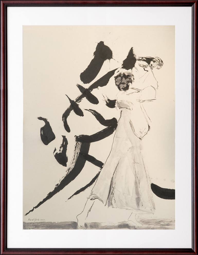 Original Figurative Calligraphy Drawing by Marcel Garbi