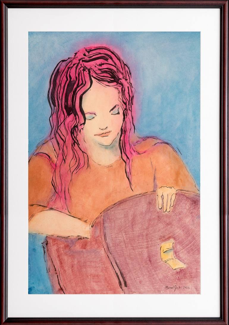 Original Expressionism Women Painting by Marcel Garbi