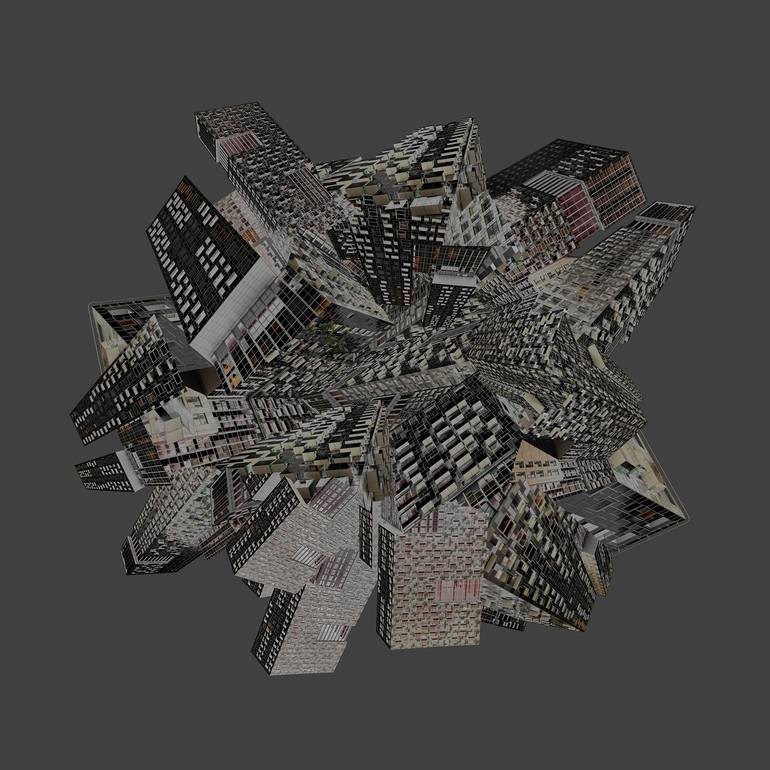Original Architecture Photography by Jaime Travezan  Cubism Art on Paper  Architectural Flora 3A in silver colours large size edition  Limited