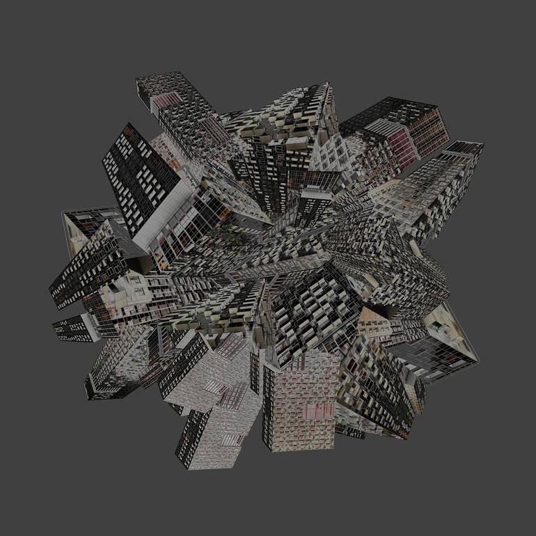 Original Architecture Photography by Jaime Travezan  Conceptual Art on Paper  Architectural Flora 3A in silver colours medium size edition  Lim