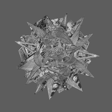 ‘Architectural Flora 2D’ in silver bw, large size edition - Limited Edition 1 of 3 thumb