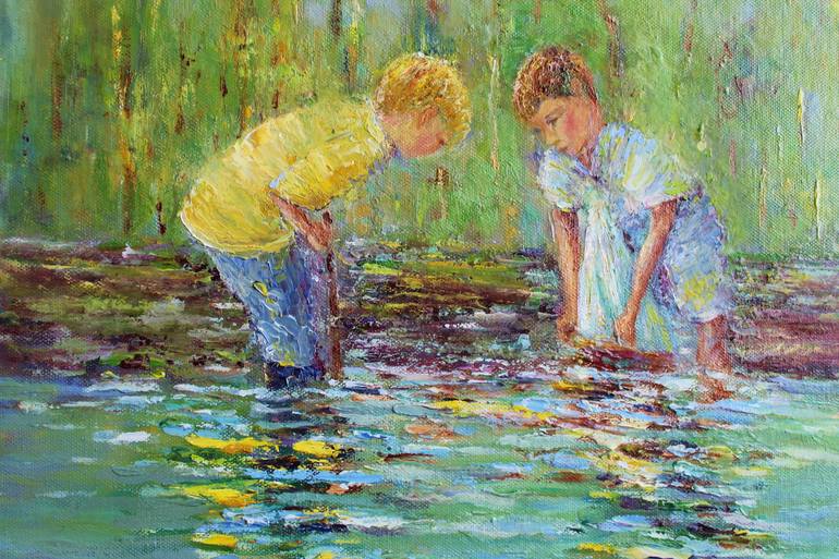 Original Impressionism Children Painting by Therese O'Keeffe