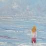 Always inspired by the sea and the waves I sometimes go back to the sea to paint as I live on the Atlantic sea coast its always changing. I painted this in oil with different shades of blue and to give the dreamy effect. This is painted on board and needs to be framed.