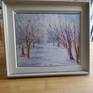 An impressionist painting of a snowscene in December. It gives an impression of a solitude walk in winter which is calming and quite in nature in a beautiful woodland covered in snow.I paited this in oil on board and it needs to be framed.
