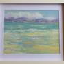 An original oil painting of Rossbeigh Beach on the Wild Atlantic Way on the west coast of Ireland.Living near this beach I'm drawn to painting it especially in Summer as the colour s keep changing with the weather. Surrounded by mountains which also change colour its always different and interesting.  I painted this with brush and its framed in a white glass frame which measures 28cm +23cm and its ready to hang.