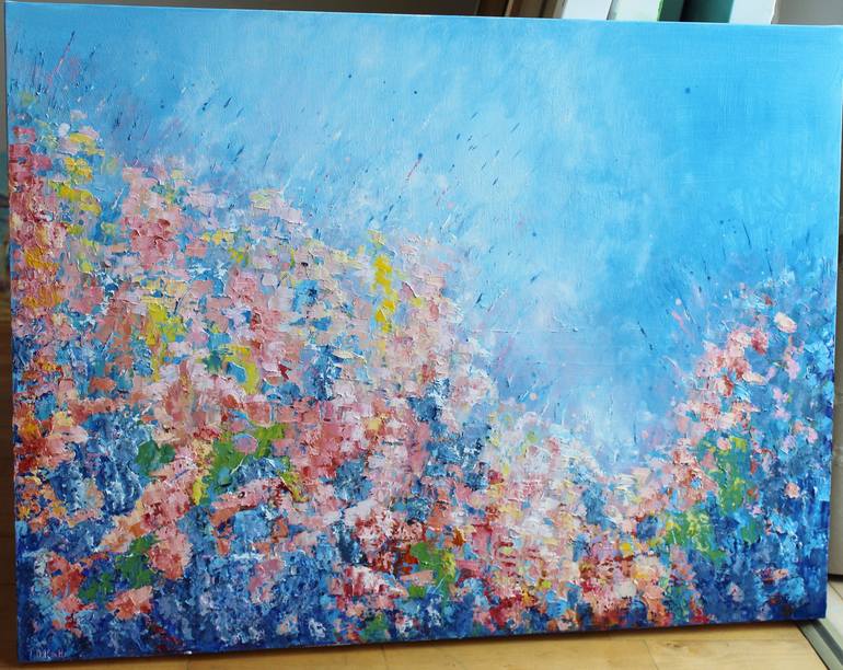 Original Abstract Expressionism Floral Painting by Therese O'Keeffe