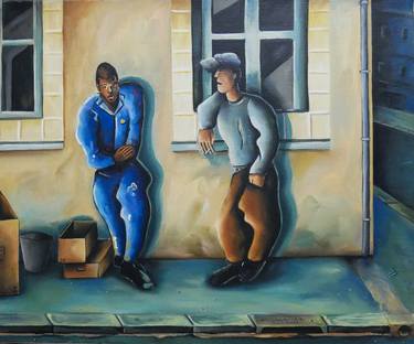 Oil painting - La Pause - The Workers thumb