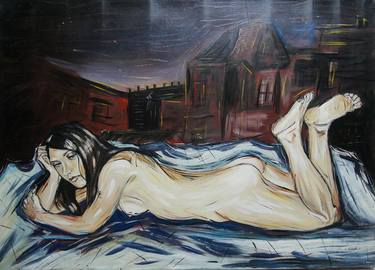 Oil Painting NUDE woman lying - Paris thumb