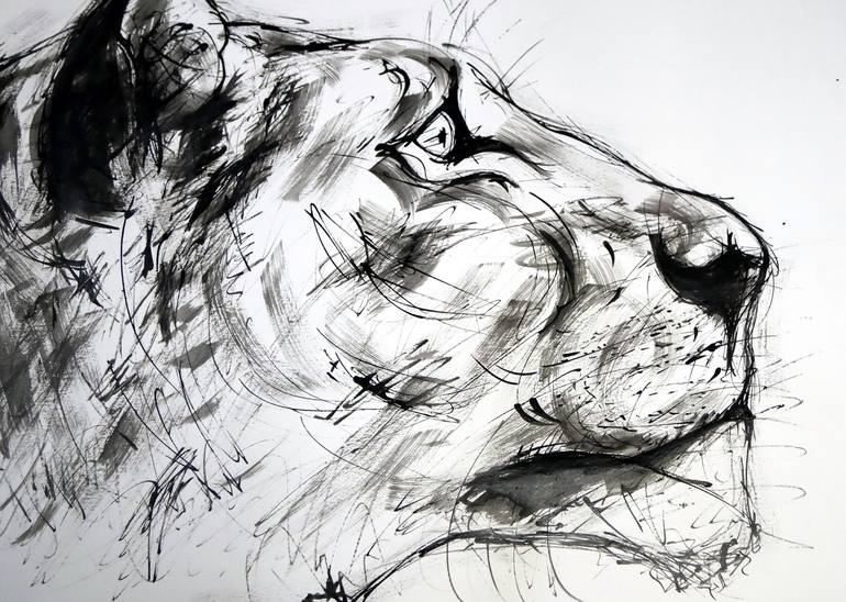 Original Expressionism Animal Drawing by Lionel Le Jeune
