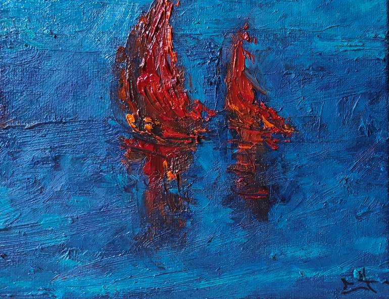 Original Expressionism Boat Painting by Lionel Le Jeune