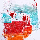 Sitting Red Orange and Blue by Greg Holden Regan