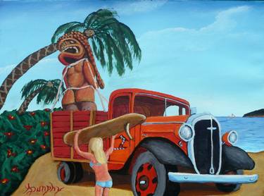 Original Figurative Beach Paintings by Anthony Dunphy