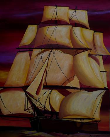 Print of Expressionism Sailboat Paintings by Anthony Dunphy