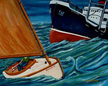 Print of Expressionism Sailboat Paintings by Anthony Dunphy