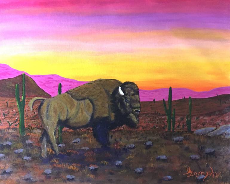 western sunset painting