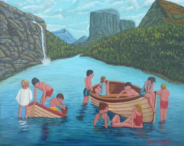 Original Figurative Boat Paintings by Anthony Dunphy
