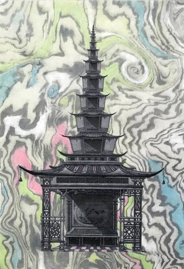 Suminagashi Pagoda - Limited Edition of 10 thumb