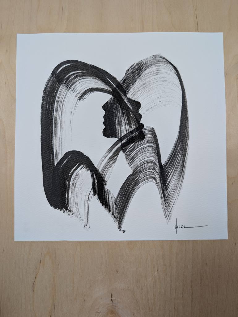Original Minimalism People Drawing by Nicol Vacaru