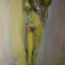 This watercolor painting is inspired by the Venus by Botticelli, by Bonnard and by the song Whiskey in the Jar forming an interesting combination as is the use of watercolors on canvas, combining abstract expressionist elements with the emerging figure. Ready to hang.