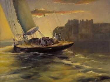 Original Boat Painting by Jacobina Trump