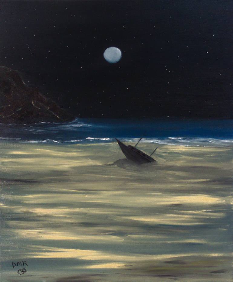 Original Seascape Painting by David Richers | Realism Art on Canvas | the shipwreck belle dame (la belle dame naufrage)