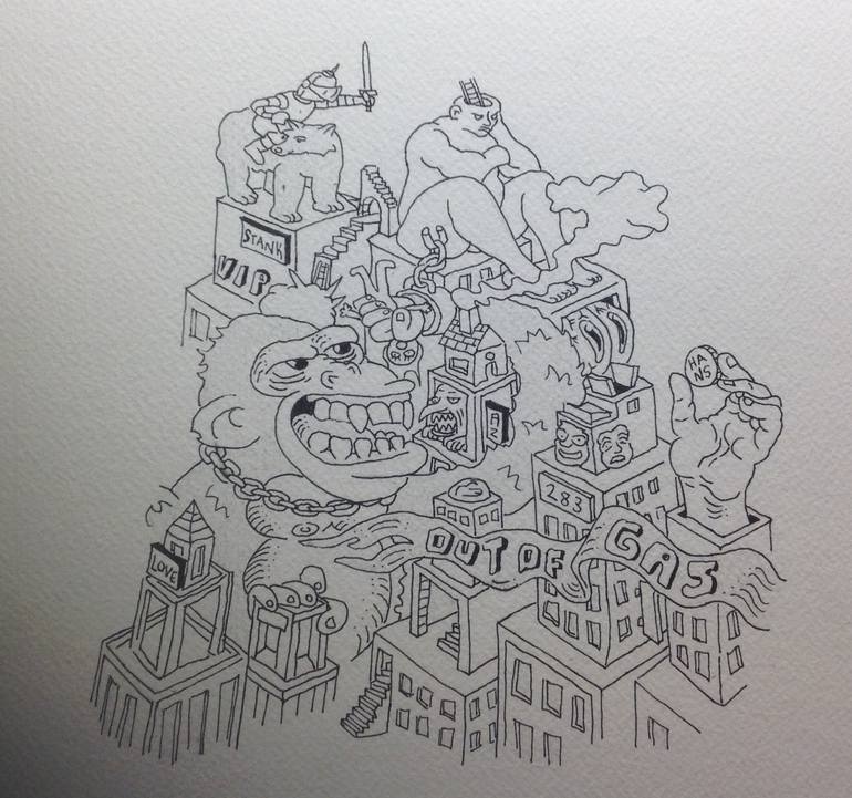 King Kong Out Of Gas Drawing By Adam Engle Saatchi Art
