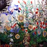 Ditch flowers with blue birds by Michael H Taylor