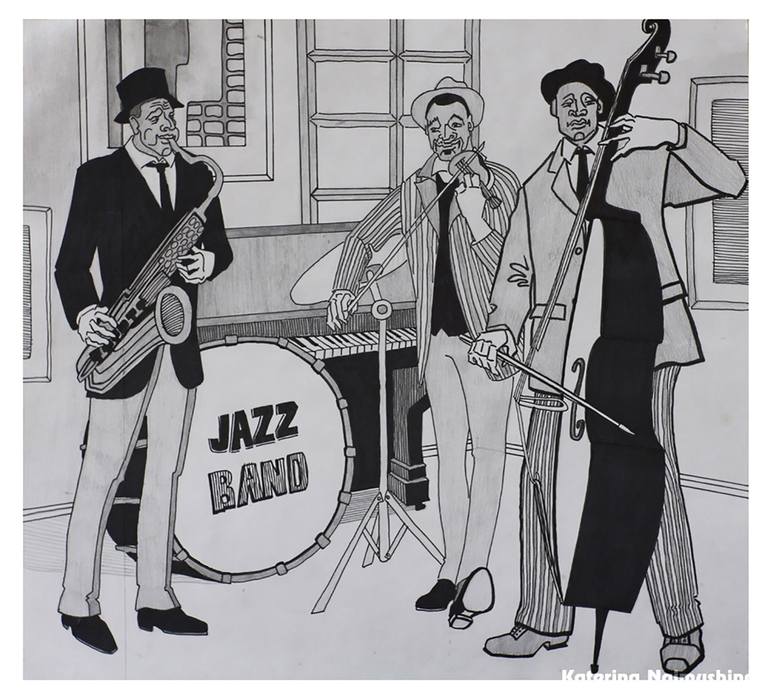 The band Drawing by Katerina Naimushina | Saatchi Art
