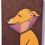 ItalianGreyhound wearing an Elizabeth collar by Tomomi Maruyama