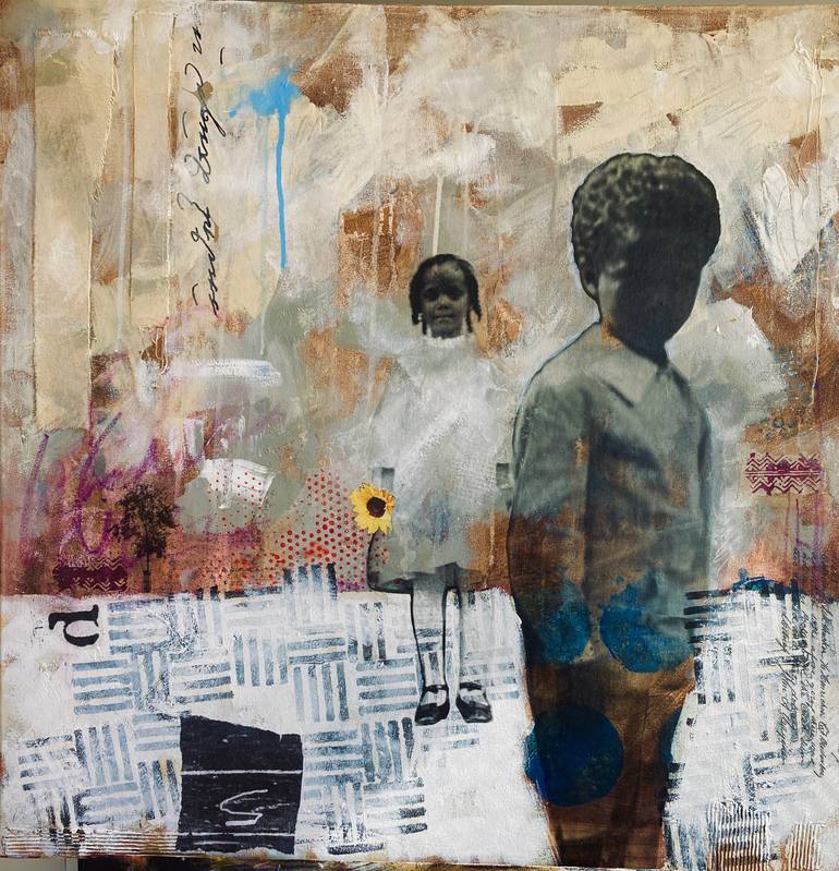 Original Abstract Expressionism Children Mixed Media by Karen Powell