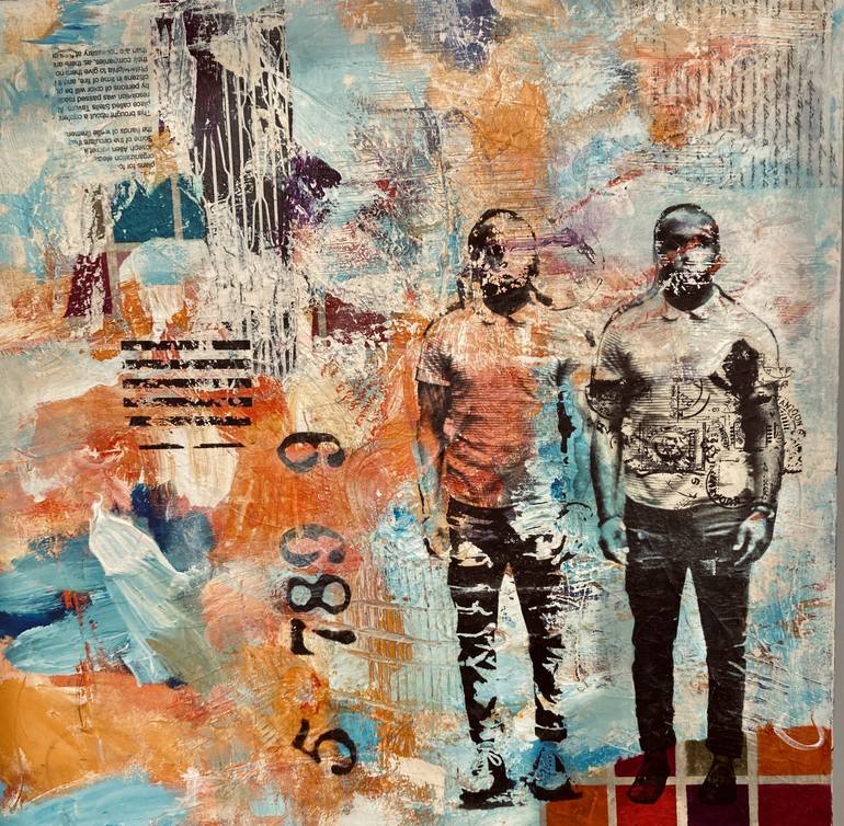 Original Abstract Expressionism Men Mixed Media by Karen Powell