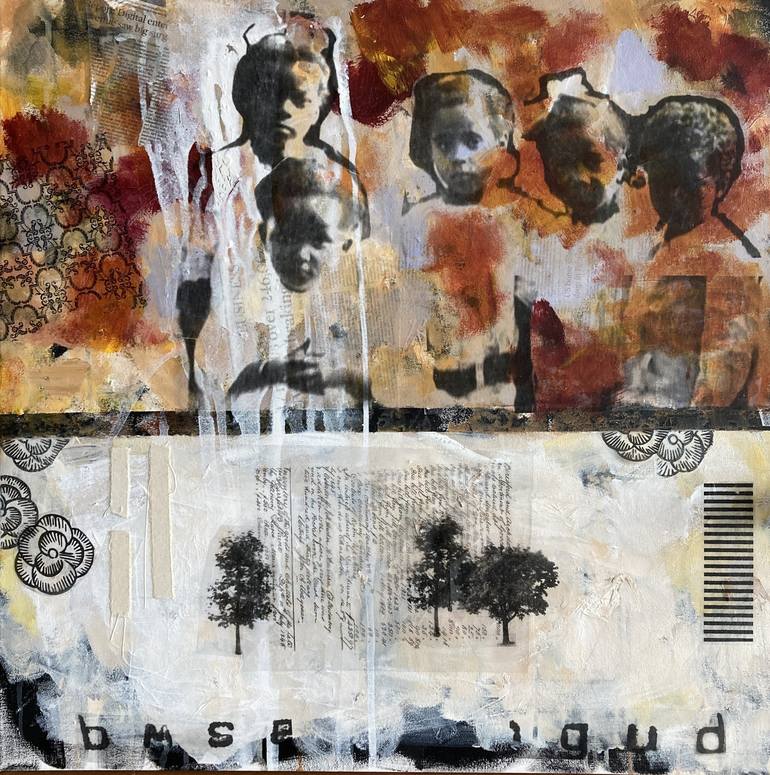 Original Abstract Expressionism Children Mixed Media by Karen Powell