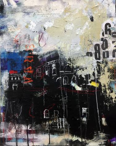Original Abstract Expressionism Cities Paintings by KAREN POWELL