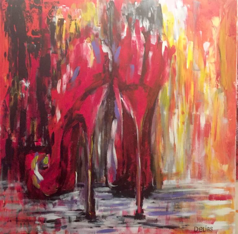 Red High Heels Painting by Chris Delias Saatchi Art