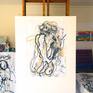Ink Brush Drawing 10. Artwork on the easel