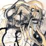 Ink Brush Drawing 10. Artwork closeup detail 1