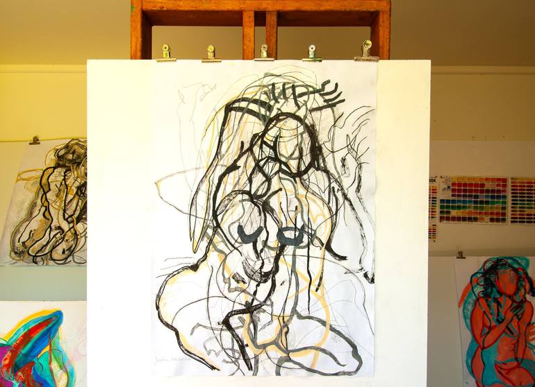Original Abstract Body Drawing by Josephine Window