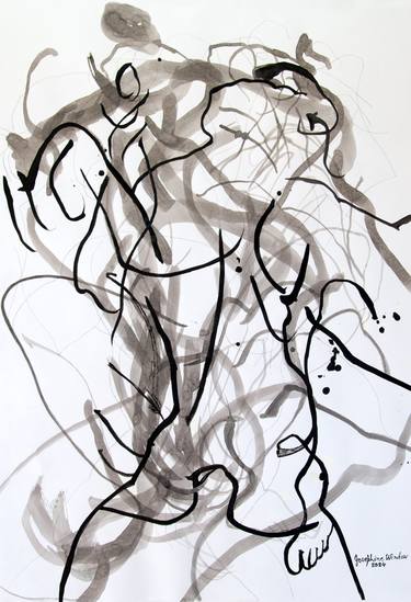 Original Black & White Abstract Drawing by Josephine Window