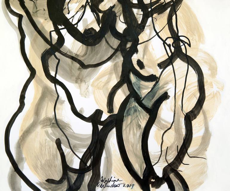 Original Abstract Expressionism Erotic Drawing by Josephine Window