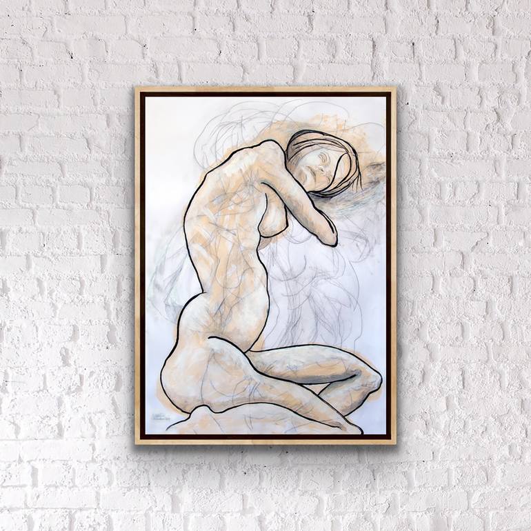 Original Figurative Nude Drawing by Josephine Window