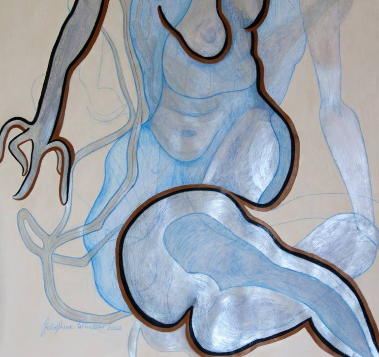 Original Abstract Nude Drawing by Josephine Window