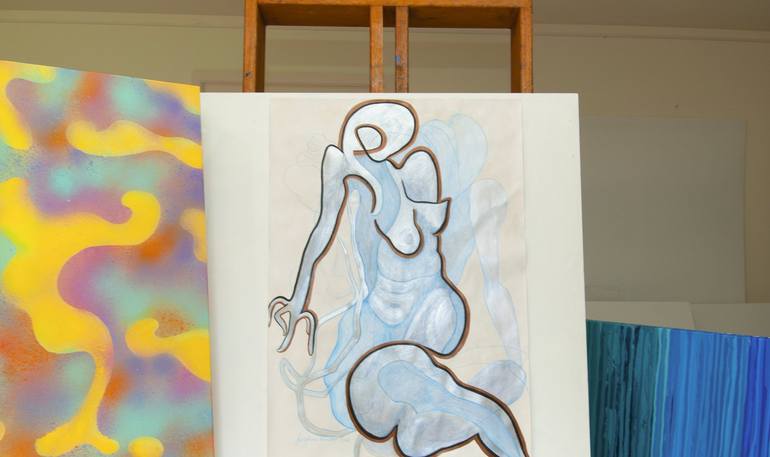 Original Abstract Nude Drawing by Josephine Window