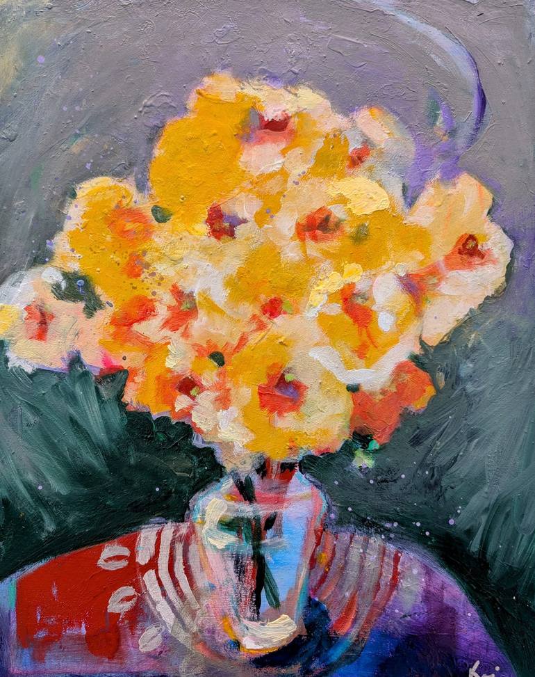 Original Abstract Floral Paintings by Kerri Mccabe