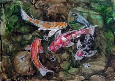 Print of Fish Paintings by Thep Theparuk
