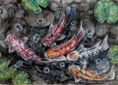 Original Realism Fish Paintings by Thep Theparuk