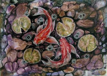 Print of Fine Art Fish Paintings by Thep Theparuk
