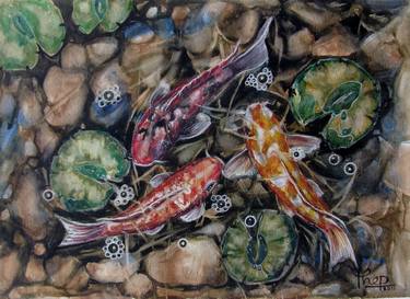 Print of Fish Paintings by Thep Theparuk