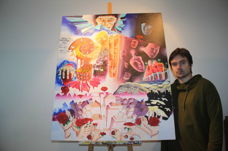 Original Surrealism Outer Space Painting by Adomas Storpirstis