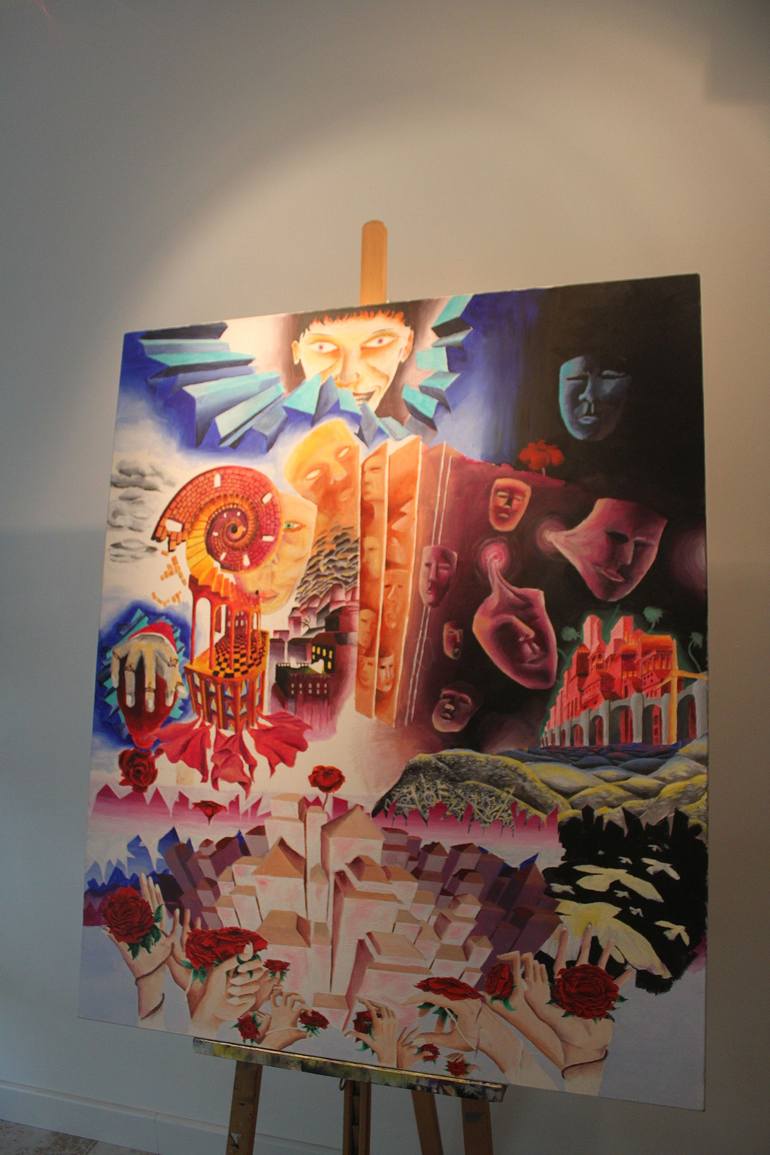 Original Surrealism Outer Space Painting by Adomas Storpirstis